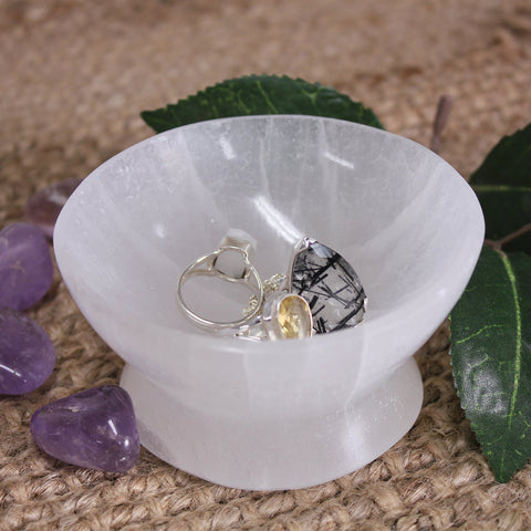 Selenite Pedestal Crystal Charging Cleansing Bowl