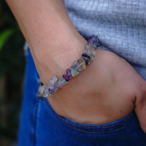 Rainbow Fluorite Chip Crystal Bracelet