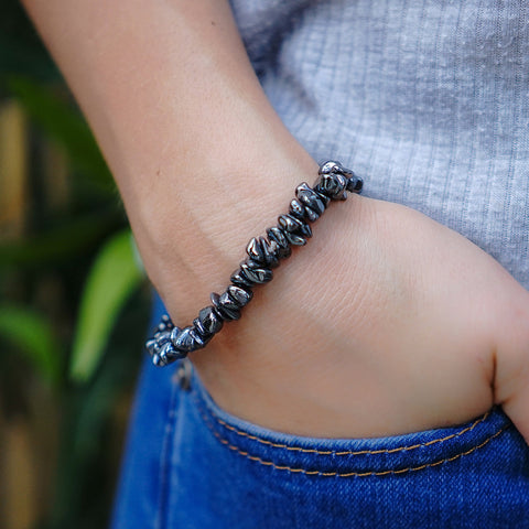 Hematite Crystal Chip Bracelet