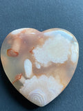 Flower Agate Heart - flat back (Cabochon Style) - Various Choices